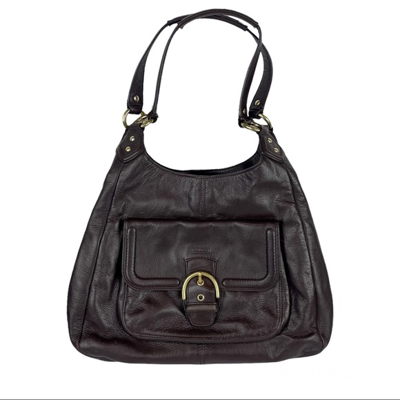 Coach Campbell Shoulder Bag Hobo Carryall Dark Brown Leather - Picture 1 of 12
